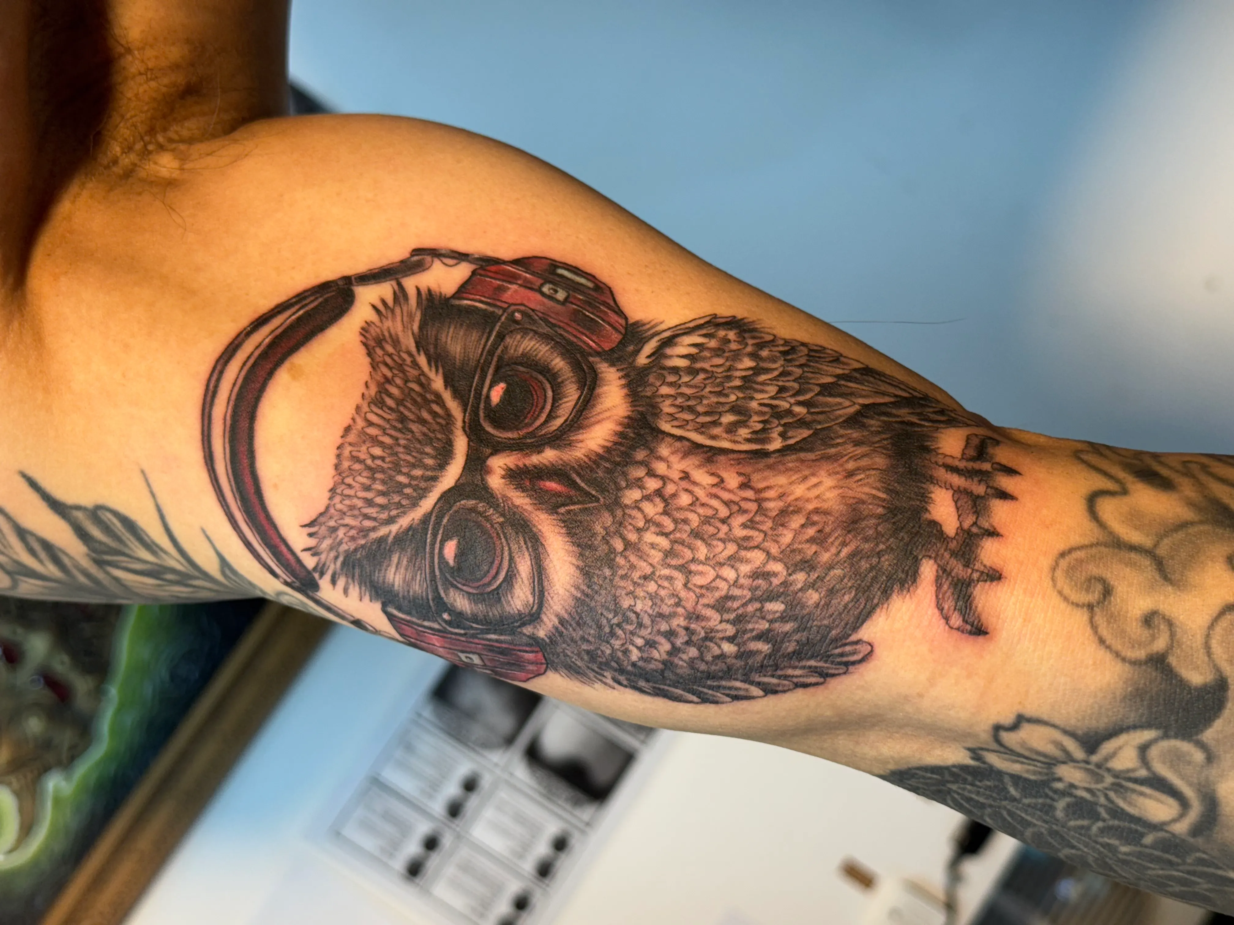 주안타투 재물운타투 부엉이 치카노 스타일