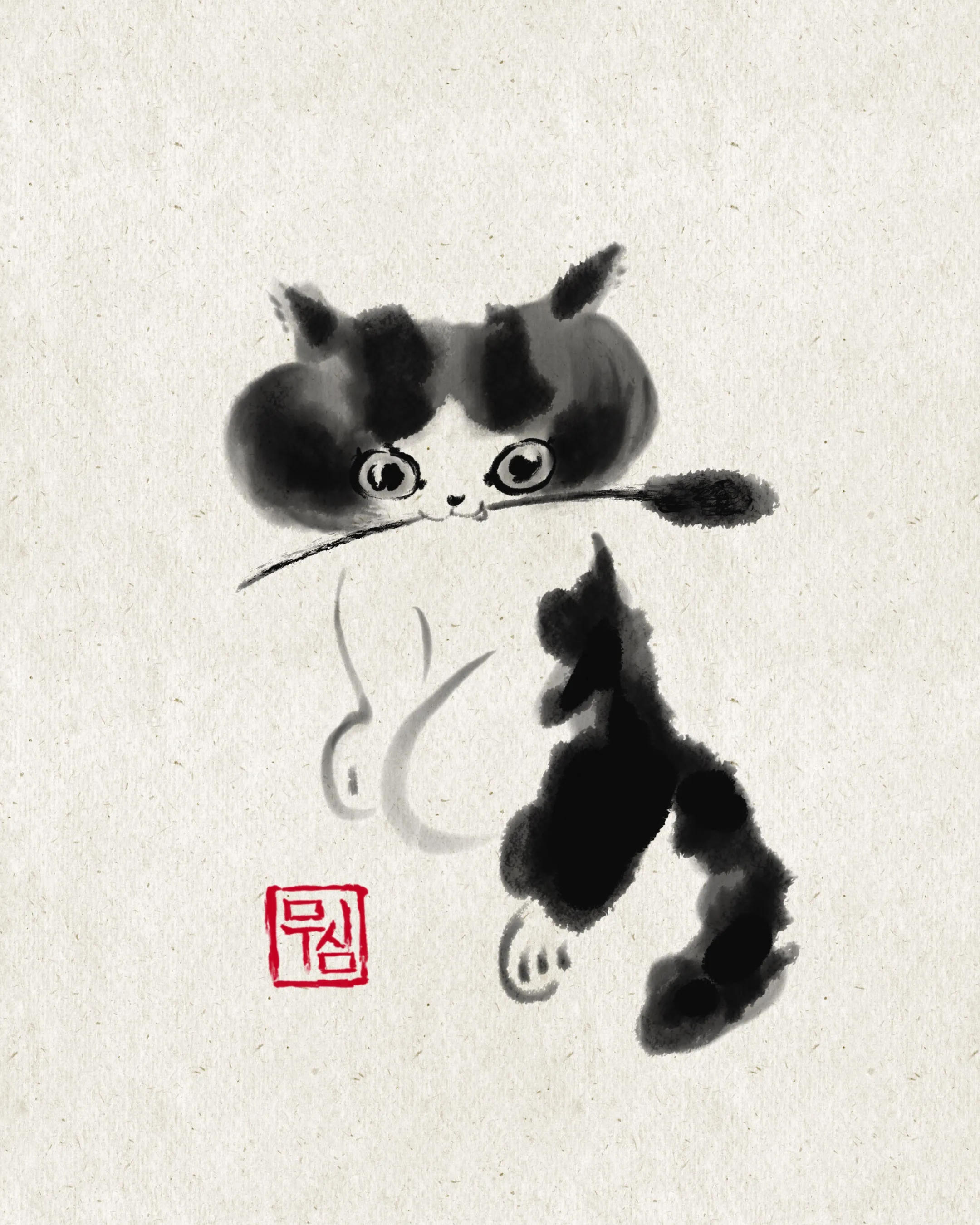 감성타투: 무심 오리엔탈 작은 고양이