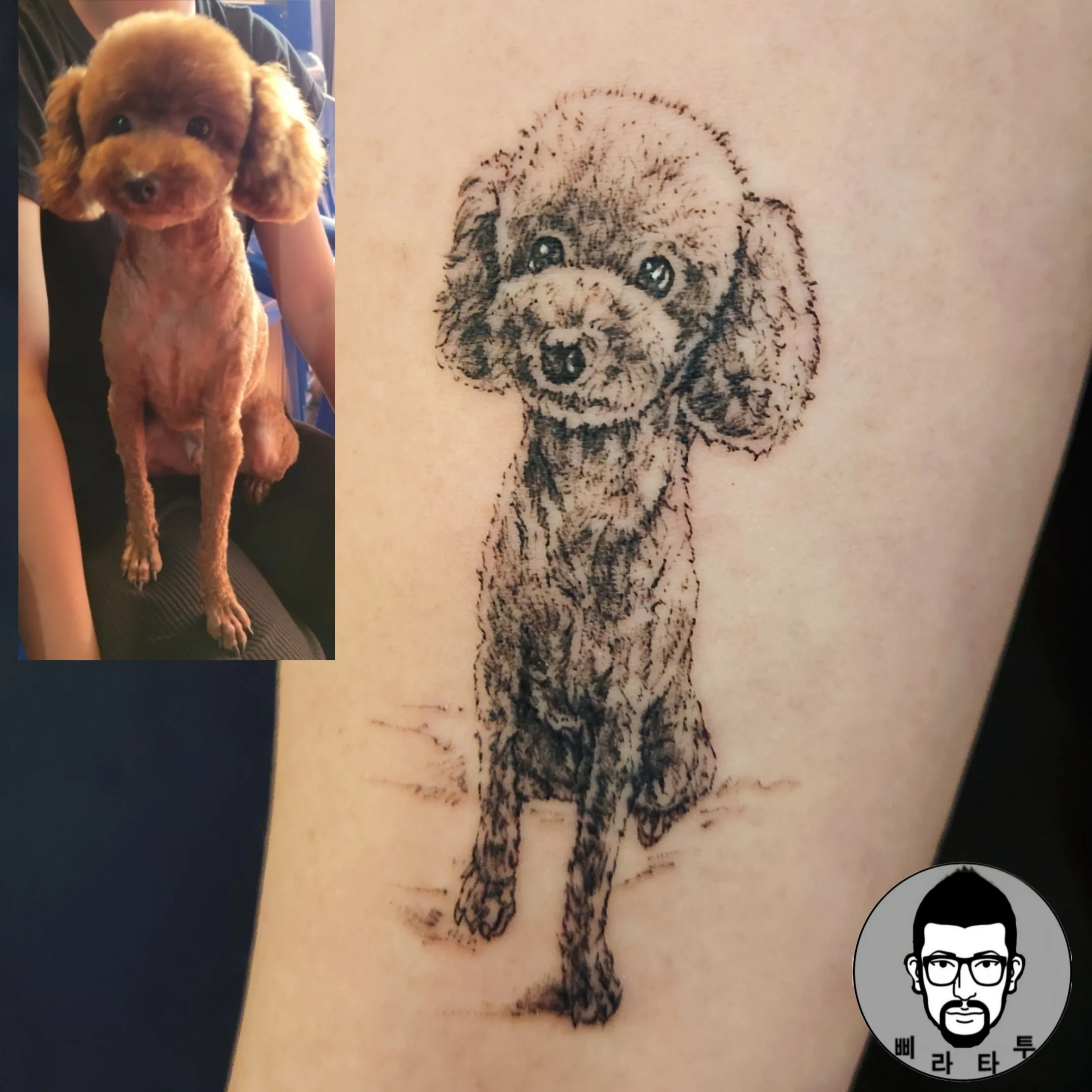 감성타투: 반려견 팔하박부위 타투 작품