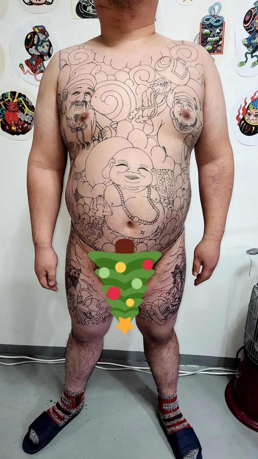 전신을 캔버스로, 포대화상과 신수의 돈부리 이레즈미