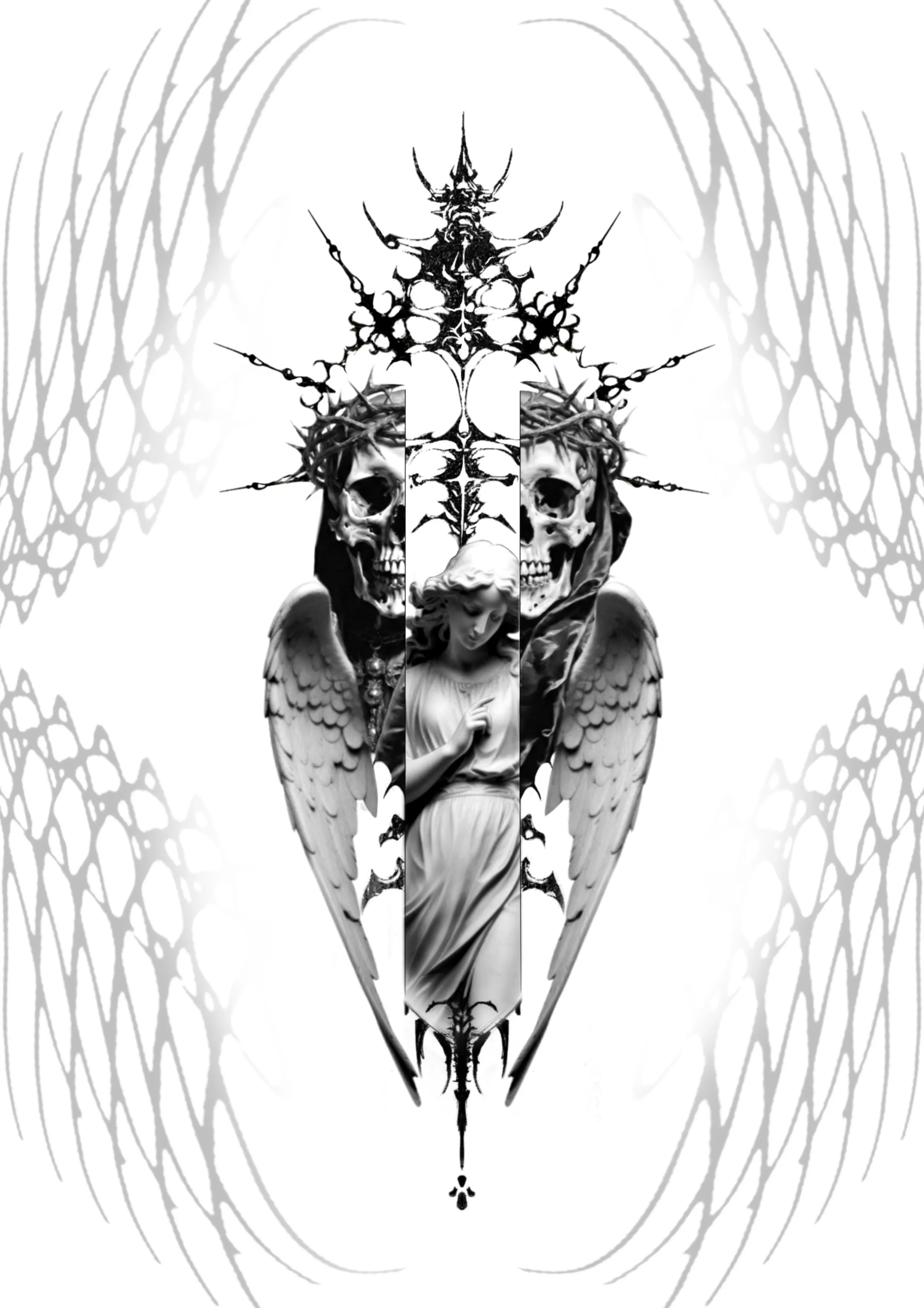 치카노 스타일 타투: 천사와 해골의 상징적 조화