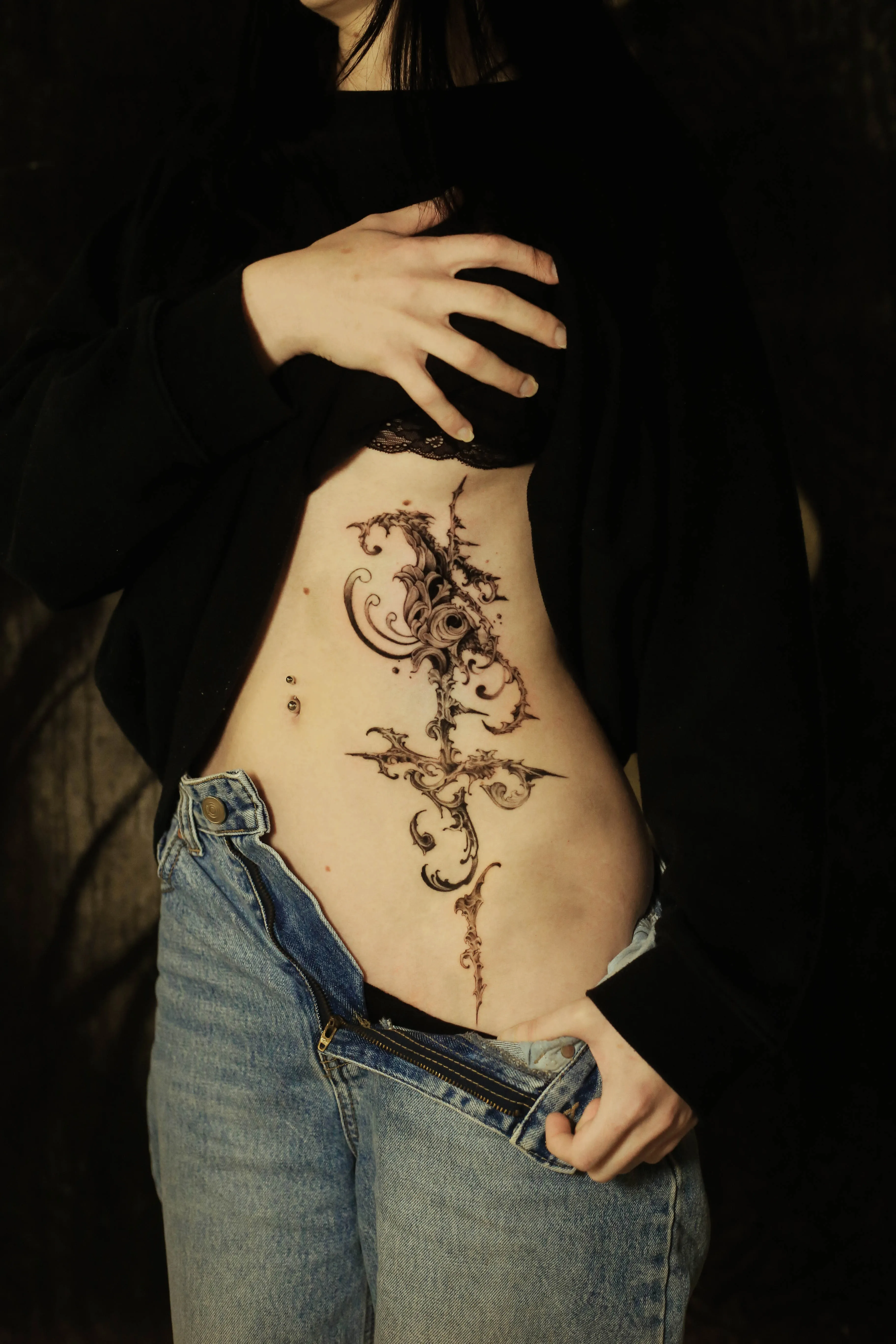 옆구리 네오 트라이벌 감성타투