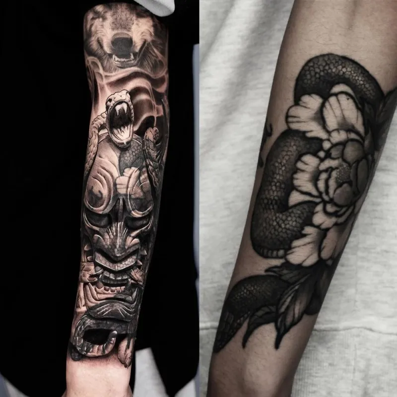 한야와 뱀의 조합, 블랙앤그레이 풀슬리브 커버업의 정수