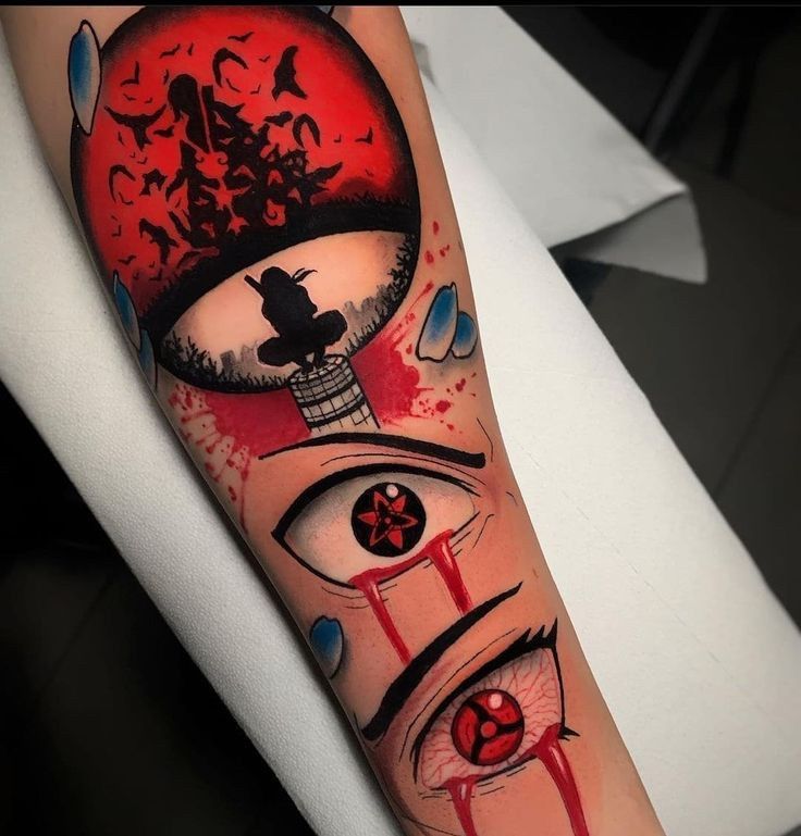 리얼리스틱 귀멸의 칼날 아카자 타투